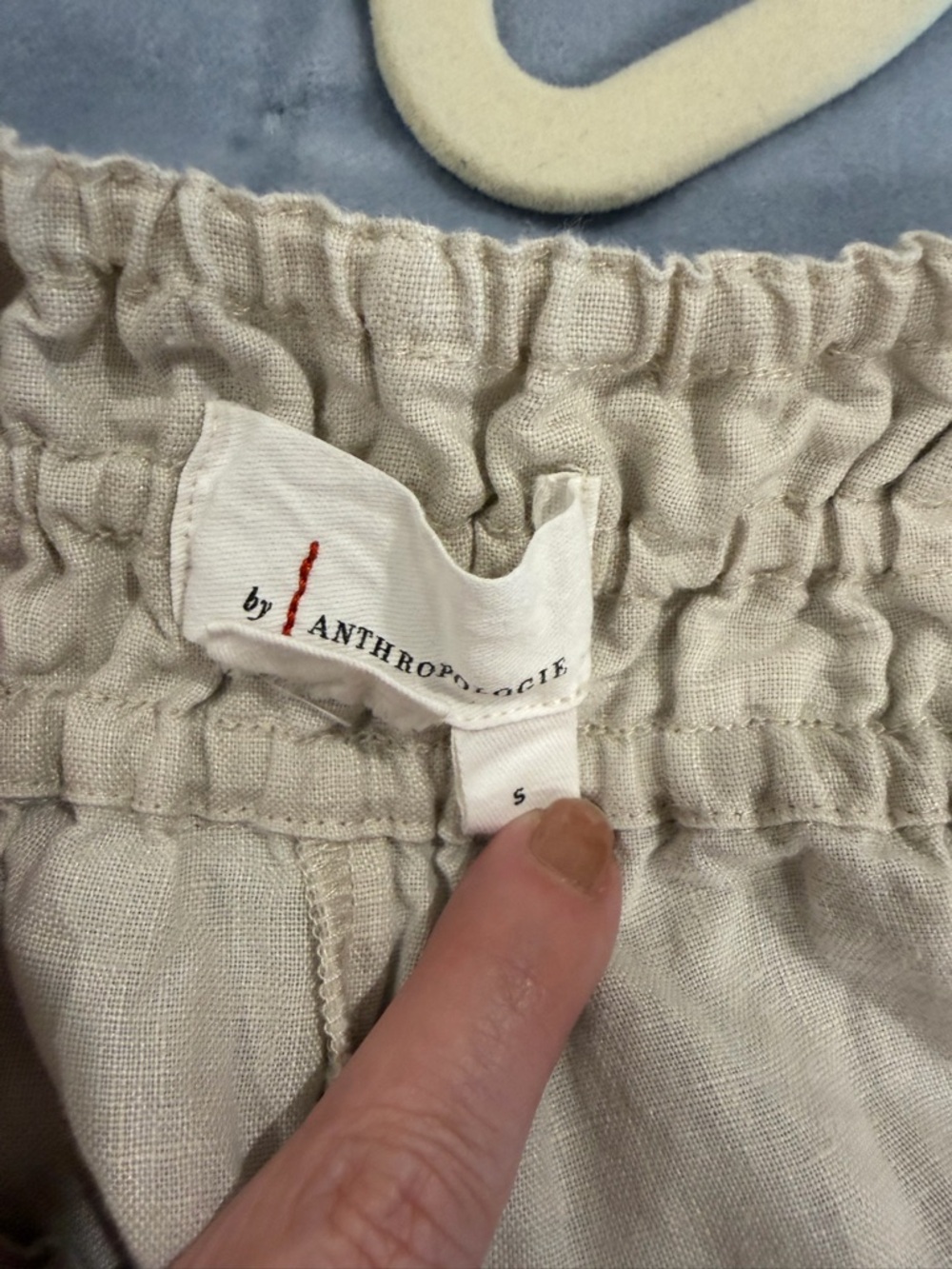 Anthropologie Somerset Linen Casual Wide-Leg Elastic Waist Cream Pants - Picture 4 of 5